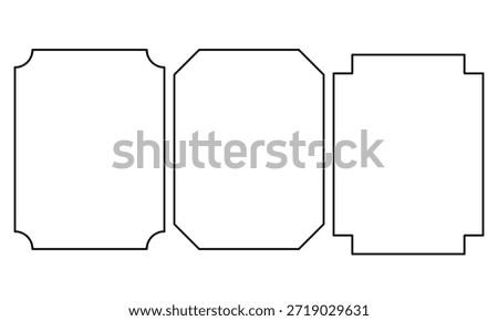 Professional plaque outline templates set isolated on white. Versatile vector frames for certificates, awards, labels, and classic badge design projects with clean minimalist lines.