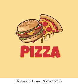 professional Playfull Food Restaurant, Burger, pizza logo Design 