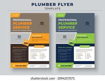 Professional Plumber Service, Plumber Service Flyer Template, Handyman and Plumber Services Flyer