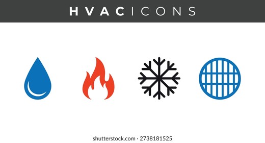 Professional Plumbing Heating Cooling and Sewer HVAC Icon Set Template for Home Service Companies