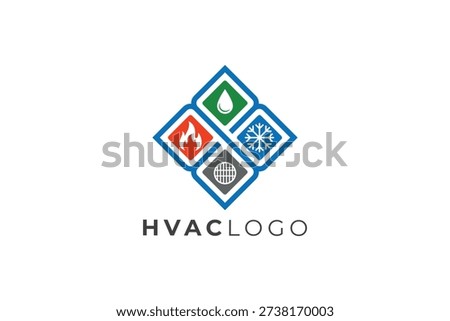Professional Plumbing Heating Cooling and Sewer HVAC Logo Template for Home Service Companies