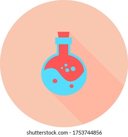 Botella de veneno profesional en icono circular con largas sombras. Símbolo de veneno que se puede usar para cualquier plataforma y propósito. Ilustración venenosa de alta calidad. Peligro grunge señales vectoriales.