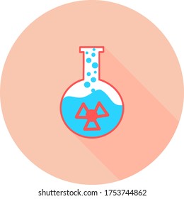 Botella de veneno profesional en icono circular con largas sombras. Símbolo de veneno que se puede usar para cualquier plataforma y propósito. Ilustración venenosa de alta calidad. Peligro grunge señales vectoriales.