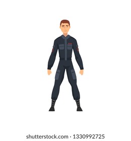 Professional Policeman Character in Uniform Vector Illustration