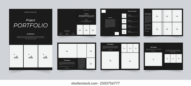 Professional portfolio or Architecture portfolio template design black template 12 pages design