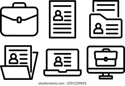 Professional Portfolio Briefcase Icon. Document Folder Organizer Corporate Office Work Carry Illustration.