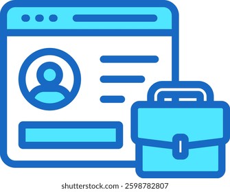Professional Portfolio Icon Blue Color Vector Illustration