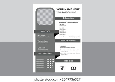 professional portfolio. Resume with a curriculum vitae template and vitae. Education image, applying a CV candidate with skills, and a curriculum vitae mockup