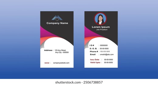 Vector de tarjeta de visita de retrato de Profesional. Diseño moderno y minimalista. Perfecto para la marca personal. Fácilmente personalizable con su foto, información de contacto y logotipo. 