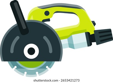 Professional power tool featuring a diamond disc, designed for cutting concrete and stone. Electric hand circular saw isolated against a clean white background
