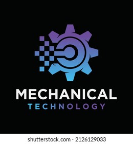 Professional practical service logo machine mechanic with machine technician logo and machine gear