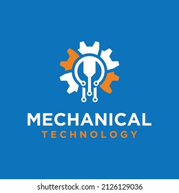 Professional practical service logo machine mechanic with machine technician logo and machine gear