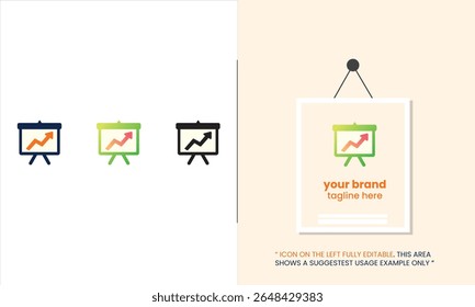 Quadro de apresentação profissional com uma seta para cima, ideal para relatórios de negócios, painéis financeiros, estratégias de marketing e plataformas de apresentação. Limpe o vetor editável.