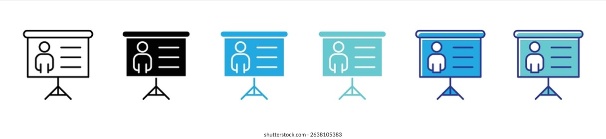 professional presentation icon set. a sleek symbol of organized profile and data driven showcase thin line and color style icon. vector illustration