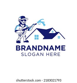 Professional pressure washing house logo design