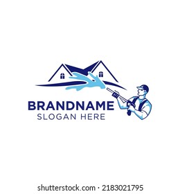 Professional pressure washing house logo design