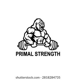 Professional Primal Strength Gorilla Gym Mascot Vector Logo