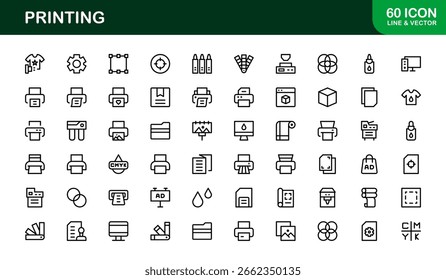 Professionelle Print Shop Vector Line Icon Pack. Einzigartige Kollektion vereinfacht alle Ihre Designanforderungen.