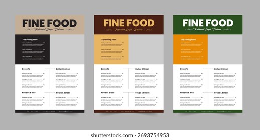 Design de menu de restaurante profissional imprimível
