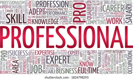Professional - PRO vector illustration word cloud isolated on a white background.