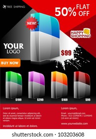 Professional product flyer or banner template with attractive discount offers for promotion, marketing can be used as for mailer and newsletter. EPS 10. Editable and space for your text.