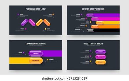 Profesional Perfil 4 5 2 3 Elemento Infographic Slideshow Design Set. Paquete de Ilustración vectorial de Plantilla de marco de diagrama de cuatro cinco dos tres pasos.