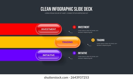 Professional Profile Frame Design Vector Illustration. Modern Overview Three Step Infographic Presentation Template. Visual Performance 3 Option Diagram Slideshow Layout.