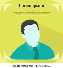 Professional Profile Icon, Male Portrait Flat Design Vector Illustration, Male Profile Illustration
