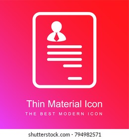 Professional profile with image red and pink gradient material white icon minimal design