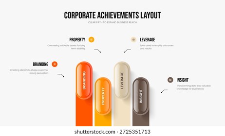 Proposta Profissional 4 Elemento Infográfico Apresentação Design. Modelo de Slide de Diagrama de Quatro Etapas da Exposição de Investidores. Ilustração do vetor de layout de estrutura do portfólio financeiro.