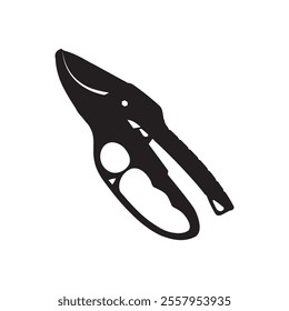 Professional Pruning Shears, Flower, Stem Gardening Scissors Silhouette Vector Illustration