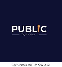 Professional Public Name Logo Design Featuring a Microphone for Media and Entertainment Branding