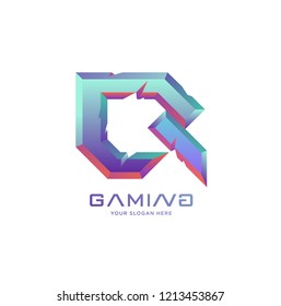 professional Q letter monogram gaming logo