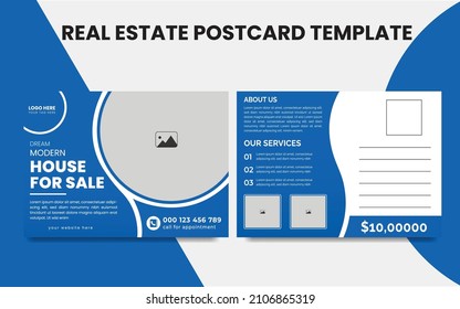 Professional real estate Business Postcard Design, Modern Real Estate Postcard, real estate postcard design template Vector