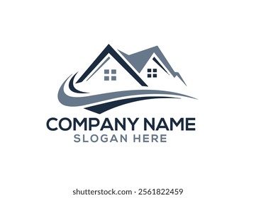 A professional real estate logo featuring a sleek and modern design that symbolizes trust, growth, and stability. The logo may include elements such as a house, building, or a dynamic skyline 