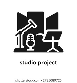 Professional recording studio equipment including a microphone, music stand, and soundproofing panels, ideal for music production and audio projects.