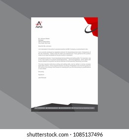 Professional Red and Grey Letterhead with Geometrical Edge