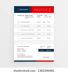 professional red invoice template design