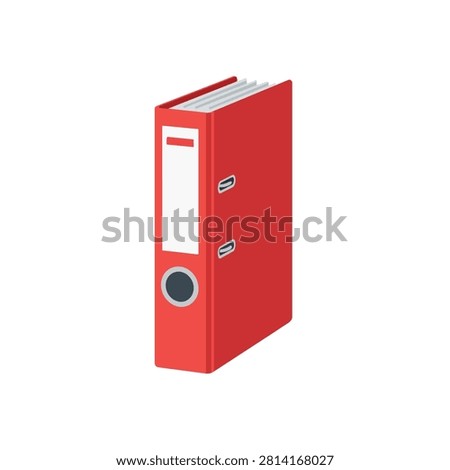 Professional red ring binder for office document storage and organization isolated on white background