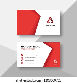 Professional red and white business card template