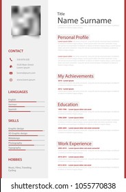 Professional Red White Resume Cv Design Template