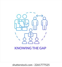 Professional relationship blue gradient concept icon. Know gap in work. Company communication culture abstract idea thin line illustration. Isolated outline drawing. Myriad Pro-Bold font used