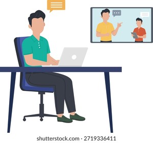 Profesional Video remoto Conferencias e ilustración de colaboración de Espacio de trabajo digital