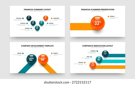 Professional Report 5 1 2 3 Element Diagram Presentation Design Bundle. Simple Review Five One Two Three Step Graph Slideshow Layout Vector Illustration Set.