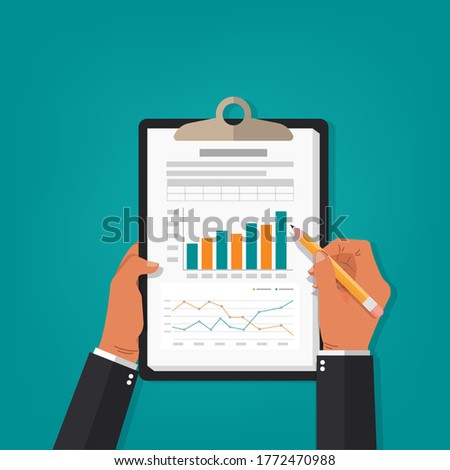 Professional report accounting design concept. statistic charts for planning and accounting, analysis, audit, management, marketing, research vector illustration.