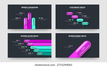 Professional Report Three Four Five One Option Infographic Frame Design Vector Illustration Collection. Project Introduction 3 4 5 1 Element Diagram Presentation Layout Set.