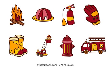 professional rescue tools including fire engine protective clothing and emergency fire extinguisher