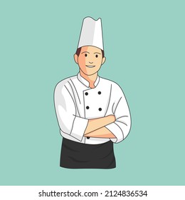 professional restaurant chef character illustration