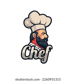 Professional restaurant chef logo. Vector illustration for Food industry chef character.