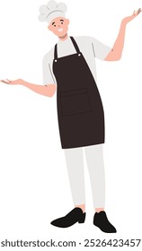 Professional Restaurant Staff Character with Smiling Expression. Vector Illustration in Flat Cartoon Style.